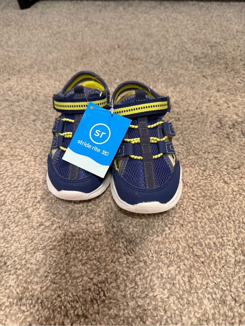 Stride Rite Navy and Lime Active Closed-Toe Sandals Boys 9 BNWT
